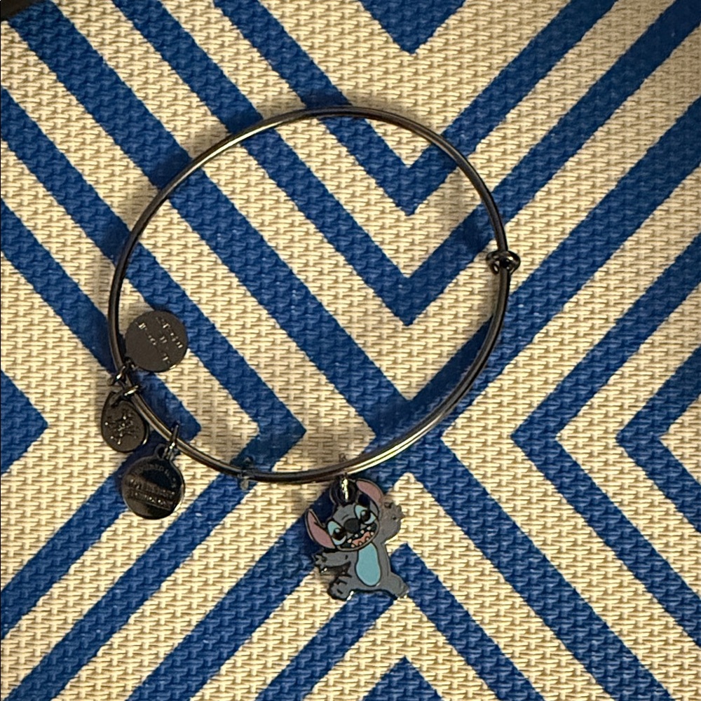 Alex and Ani Silver Bracelet with Stitch charm